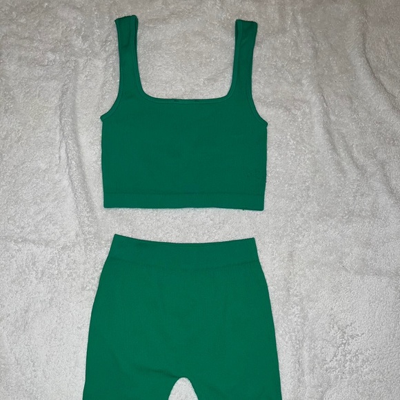 Zara Other - Zara Green Ribbed Workout Set
